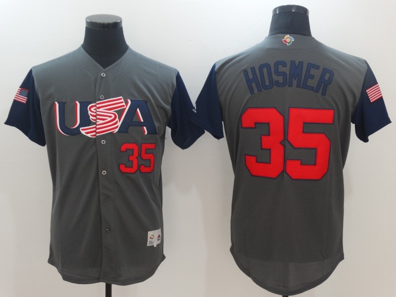 Men USA Baseball #35 Eric Hosmer Gray 2017 World Baseball Classic Authentic Jersey->more jerseys->MLB Jersey